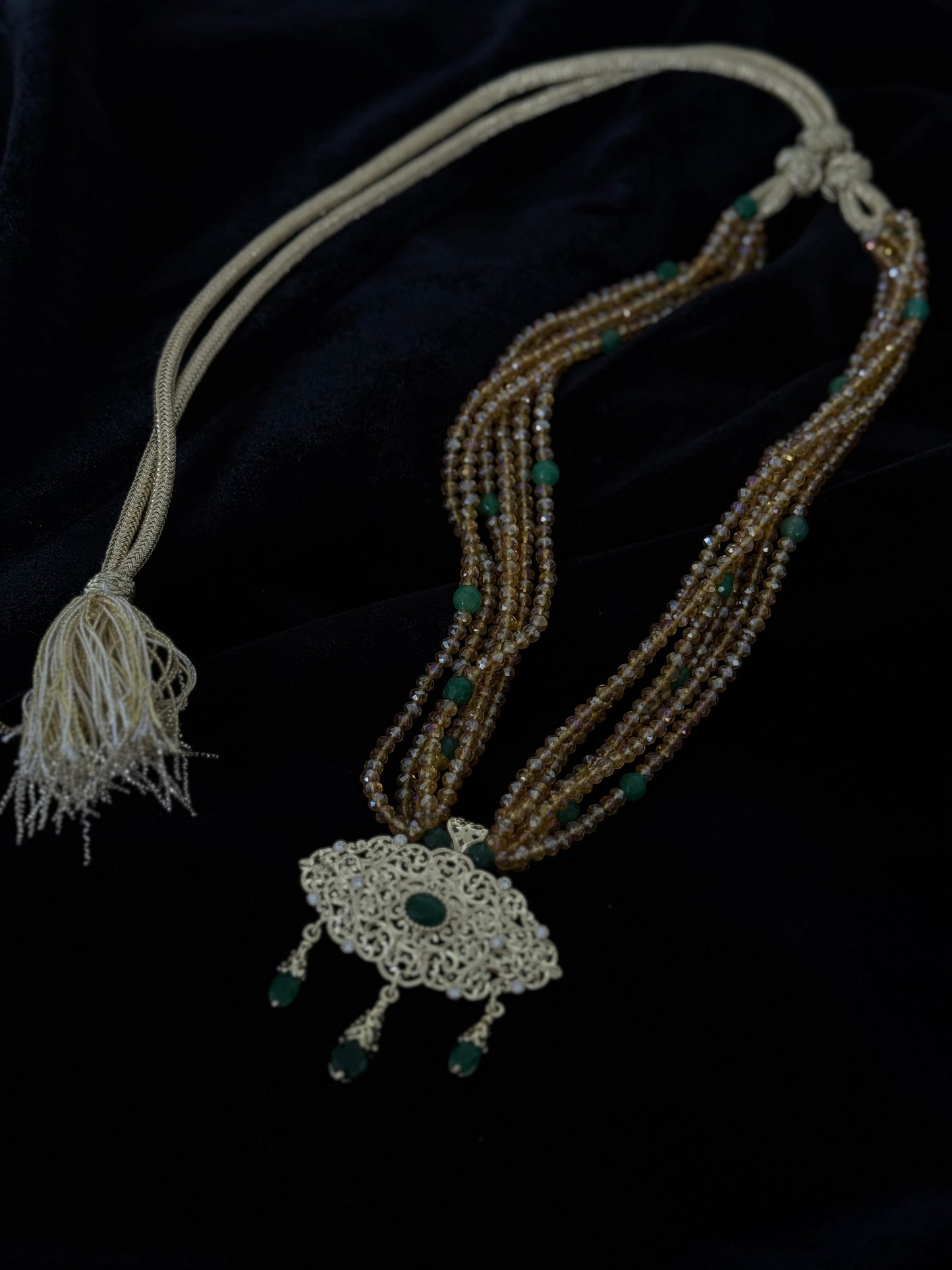 Beldi Golden Emerald Necklace