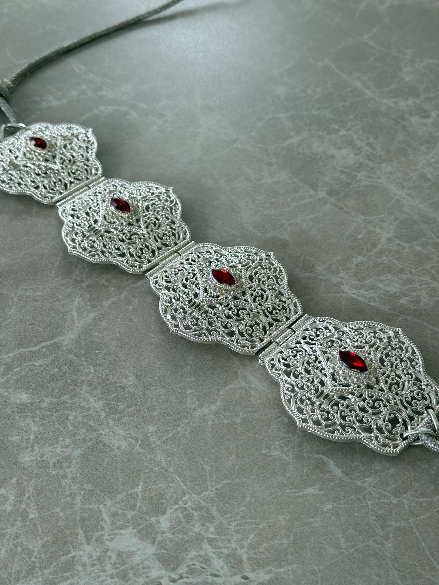 Mdamma Silver Red Stones