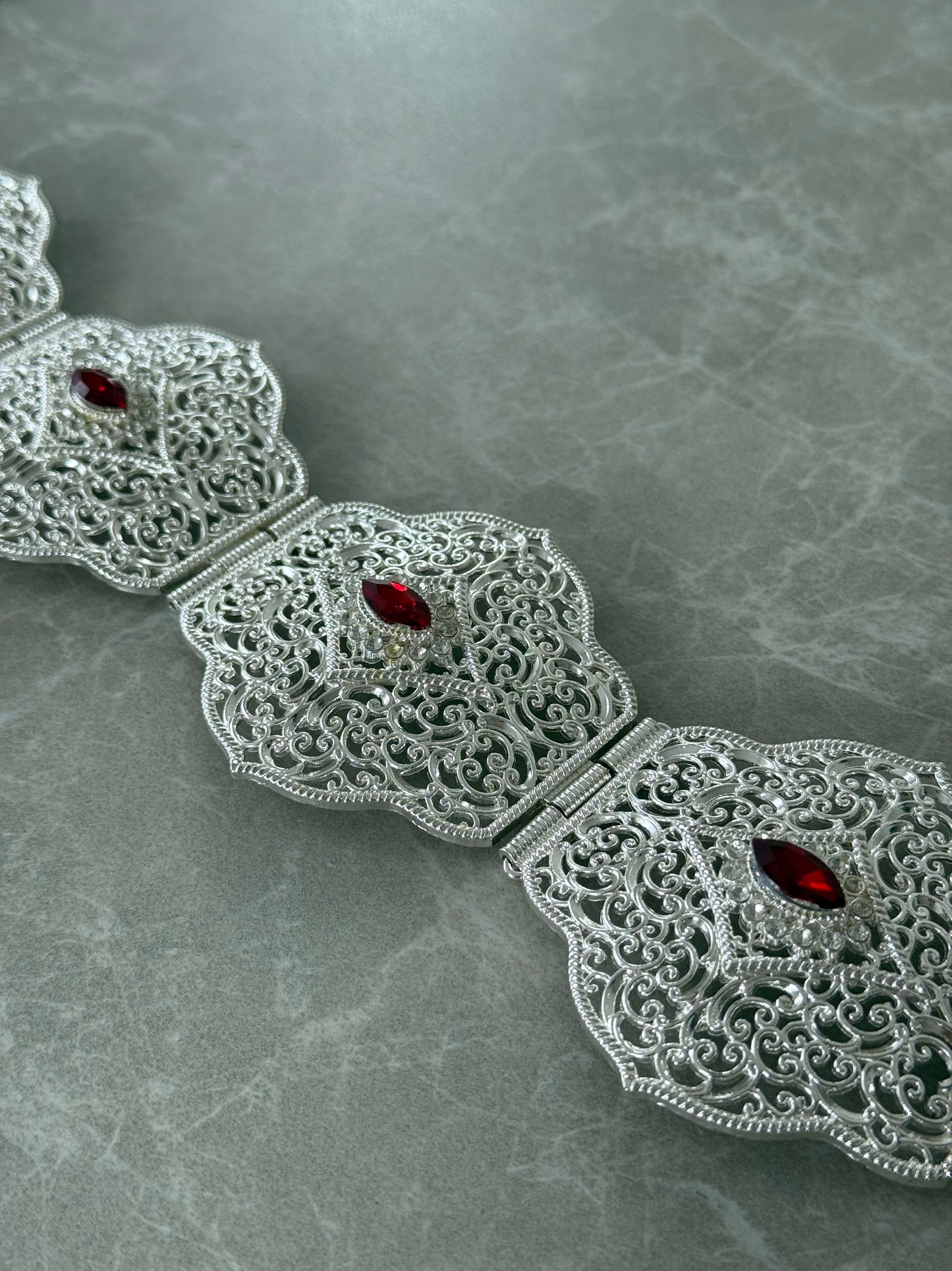 Mdamma Silver Red Stones