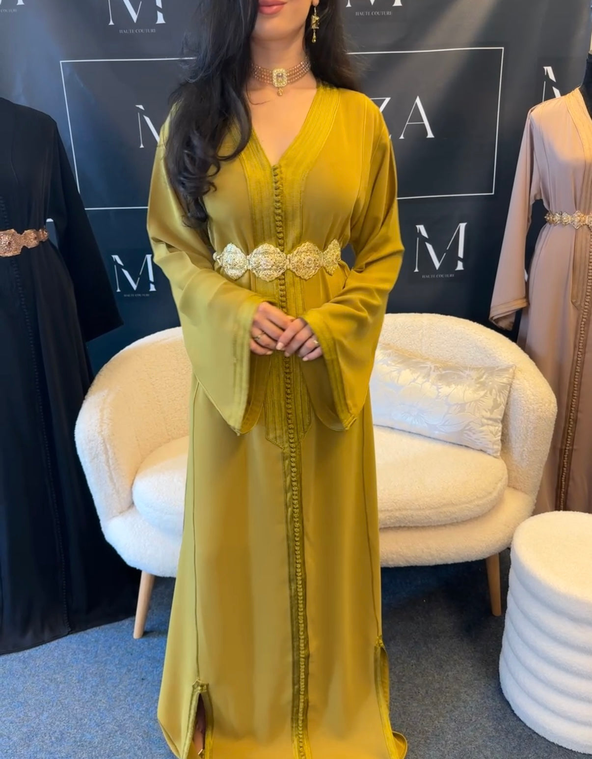 Timeless Caftan in Mustard Green