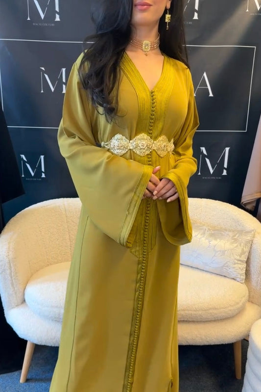 Timeless Caftan in Mustard Green