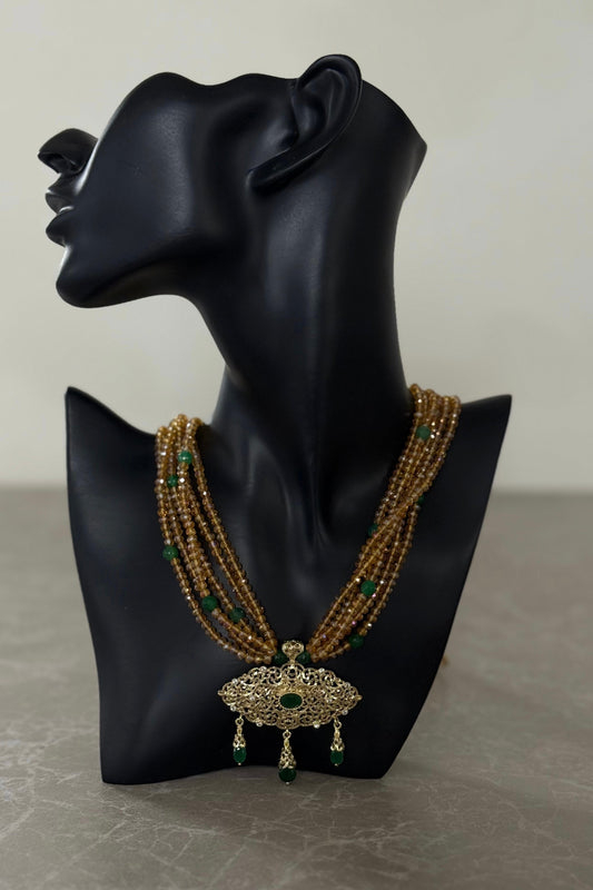 Beldi Golden Emerald Necklace